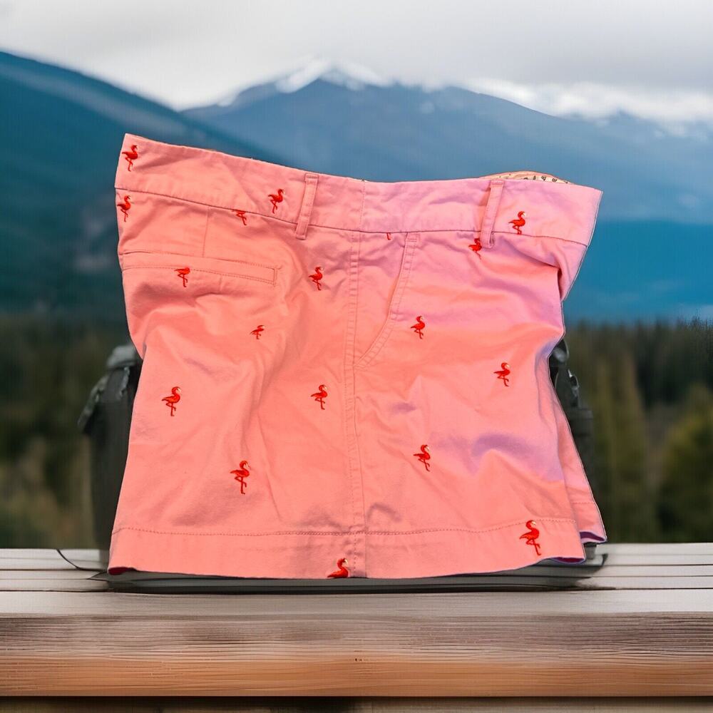 Jones & Co. Embroidered Pink Flamingo shorts. Size 8